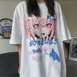 Camisetas de manga corta con estampado de Anime para mujer,